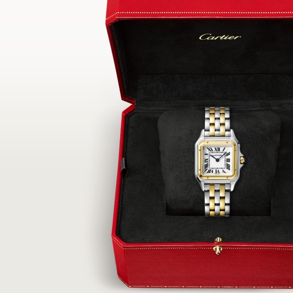 Panthère de Cartier watch Medium model, quartz movement, yellow gold, steel