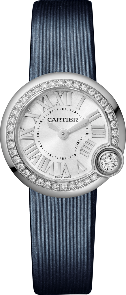 Ballon Blanc de Cartier 腕錶26毫米，精鋼，鑽石，皮革