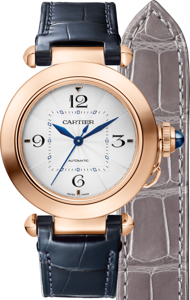 Pasha de Cartier 腕錶35毫米，自動上鏈機械機芯，18K玫瑰金，2條可更換式皮革錶帶