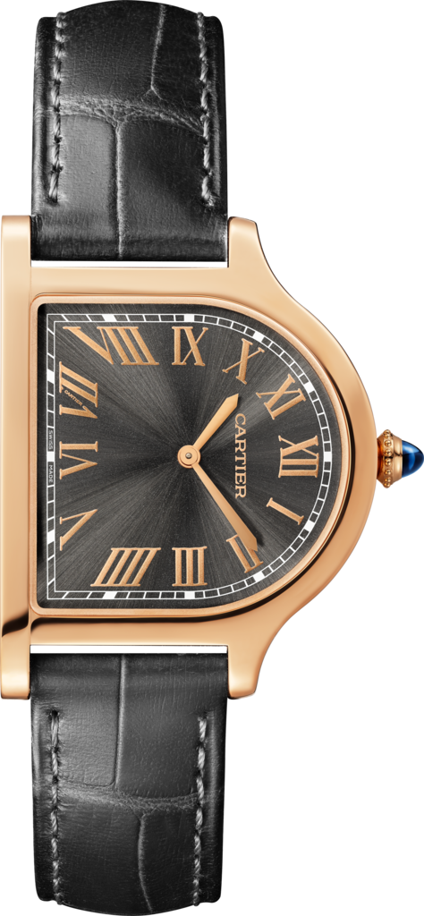 Cloche de Cartier 腕錶大型款，手動上鏈機械機芯，18K玫瑰金，皮革