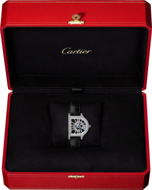 Cloche de Cartier 腕錶 大型款，手動上鏈機械機芯，950/1000鉑金，鑽石，皮革
