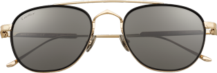 C de Cartier 太陽眼鏡 黑色複合材質及光滑金色飾面鈦金屬，灰色鏡片