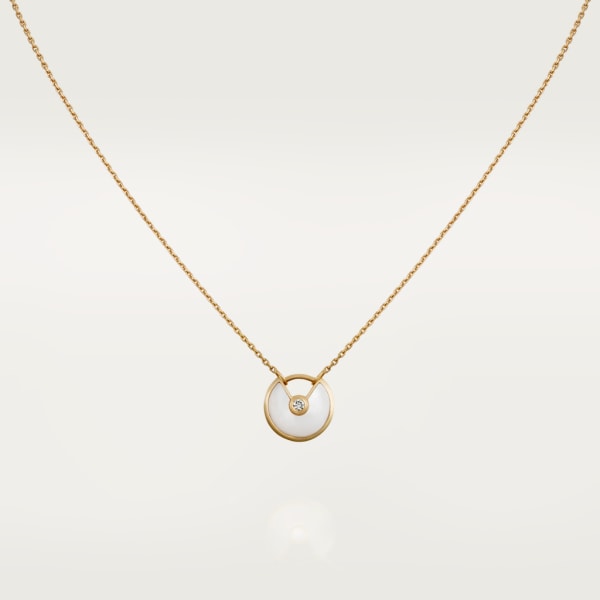 Amulette de Cartier 項鏈，超小型款 18K黃金，鑽石，白色珍珠母貝