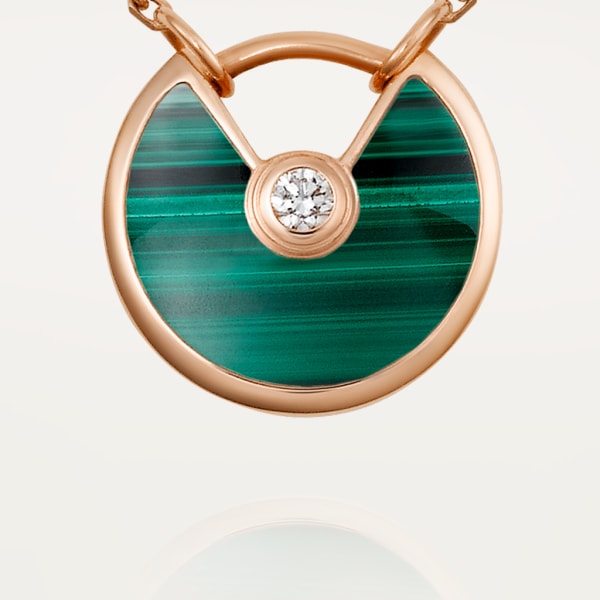 Amulette de Cartier 項鏈，超小型款 玫瑰金，孔雀石，鑽石