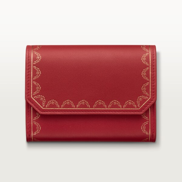 Wallet, Mini, Guirlande de Cartier Red calfskin, golden finish