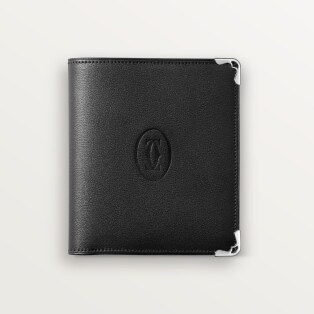 Cartier paris 黒財布 Wallet, Must - Black calfskin, stainless steel finish - CRL3001365