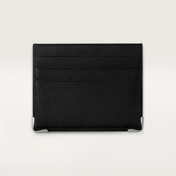 Must de Cartier 信用卡夾，可容納6張信用卡 黑色小牛皮，精鋼飾面