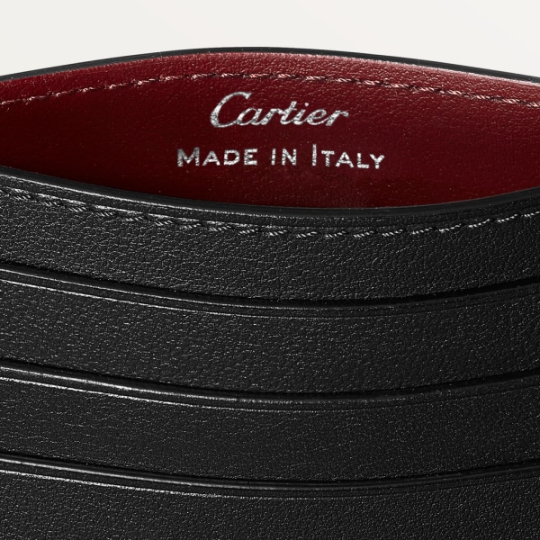 Must de Cartier 信用卡夾，可容納6張信用卡 黑色小牛皮，精鋼飾面