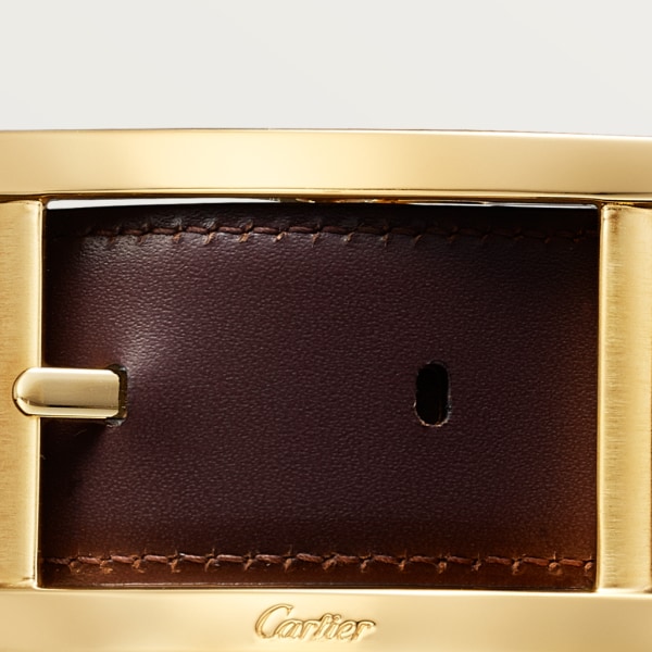 Tank de Cartier 皮帶 黑色牛皮，金色飾面帶扣
