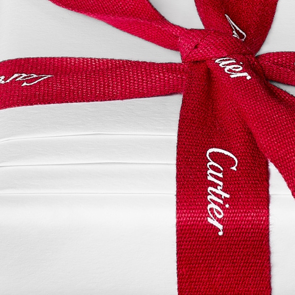 Must de Cartier 鑰匙圈，可掛6副鎖匙 酒紅色小牛皮，金色飾面