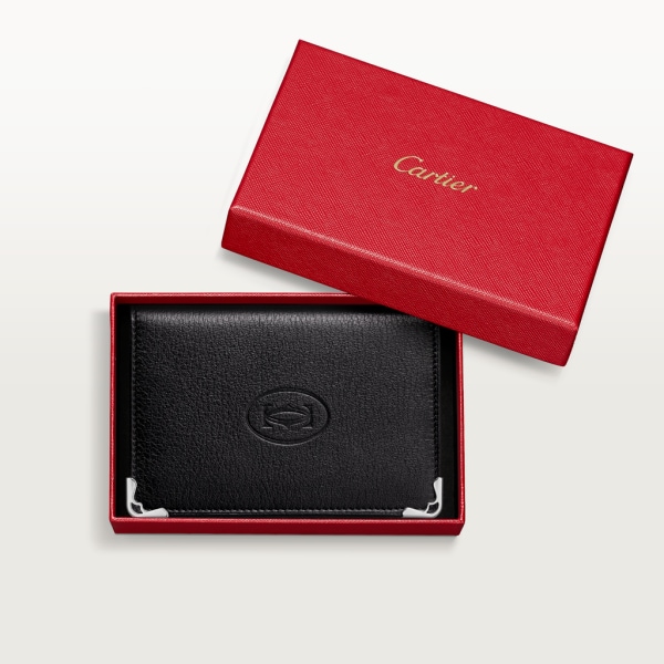 Must de Cartier 信用卡/名片夾 黑色小牛皮，精鋼飾面