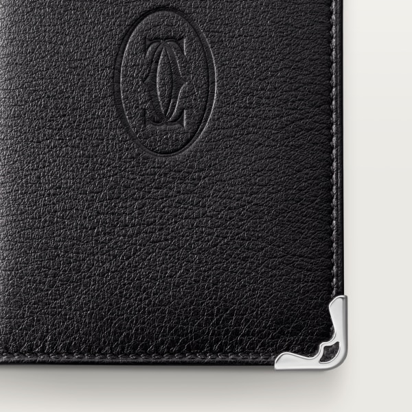 Credit/Business Card Holder, Must de Cartier Black calfskin, stainless steel finish