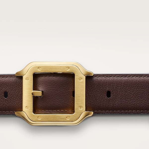 Belt, Santos de Cartier Black cowhide, golden-finish buckle