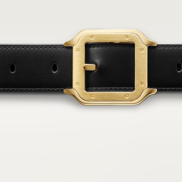 Belt, Santos de Cartier Black cowhide, golden-finish buckle