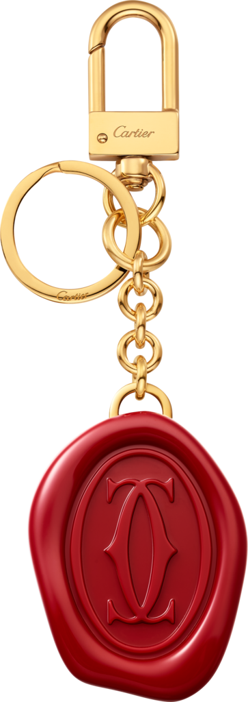 Diabolo de Cartier 鑰匙圈，封蠟章圖案漆面金色飾面金屬