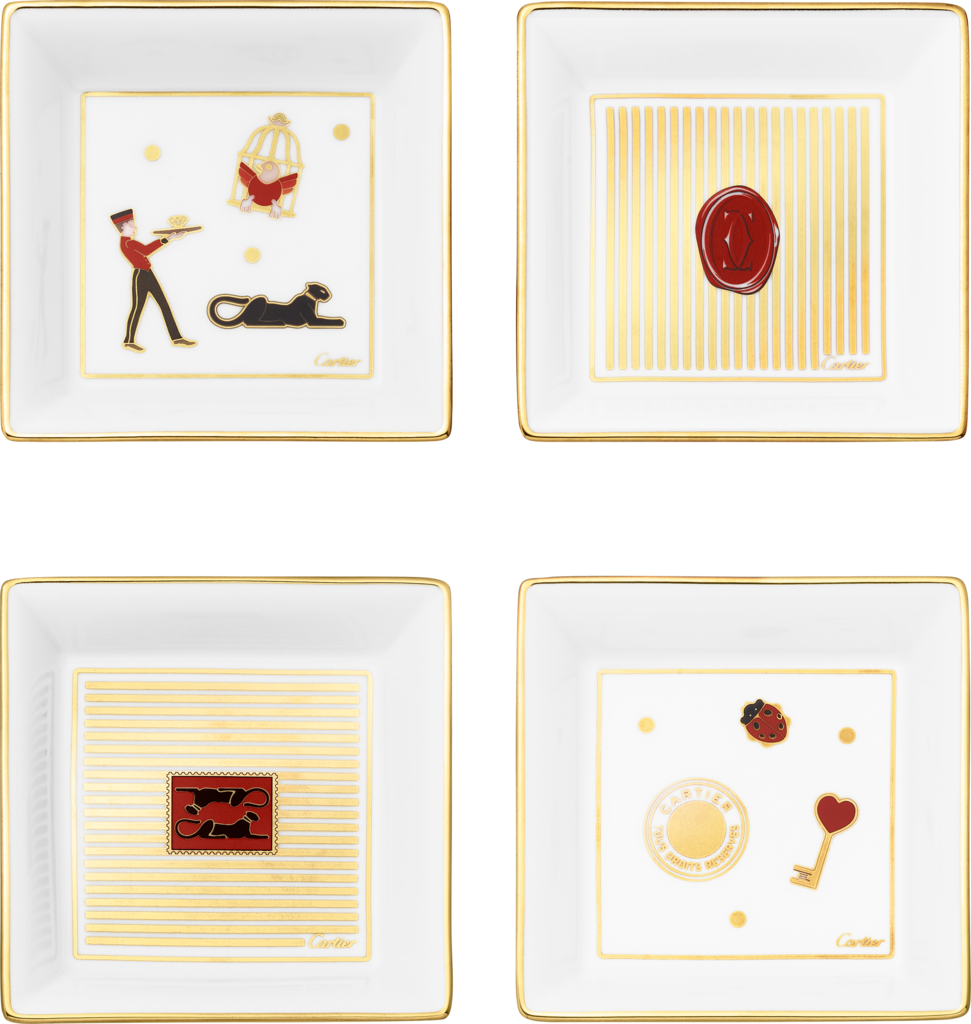 Set of four Diabolo de Cartier trinket trays, small modelPorcelain