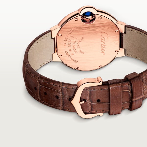 Ballon Bleu de Cartier 腕錶 33毫米，自動上鏈機械機芯，18K玫瑰金，皮革