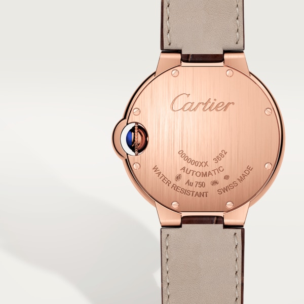 Ballon Bleu de Cartier 腕錶 33毫米，自動上鏈機械機芯，18K玫瑰金，皮革