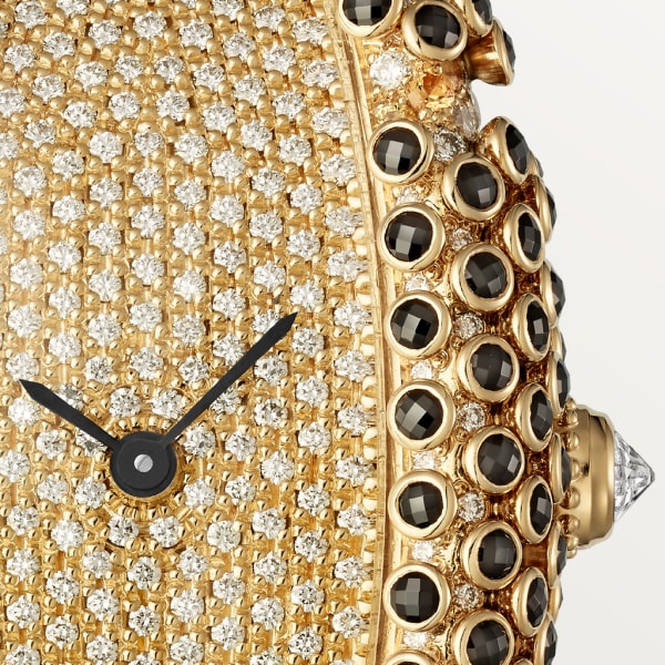 Cartier Libre 腕錶 中型款，手動上鏈機械機芯，18K黃金，鑽石，黃色藍寶石，黑色尖晶石