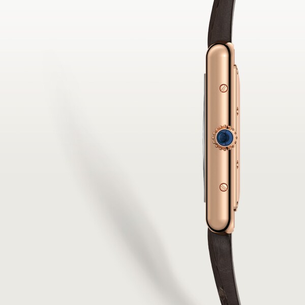 Tank Louis Cartier 腕錶 中型款，手動上鏈機械機芯，玫瑰金，皮革