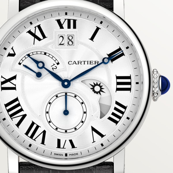 Rotonde de Cartier 大日曆逆跳雙時區晝夜顯示腕錶 42毫米，自動上鏈機械機芯，精鋼，皮革