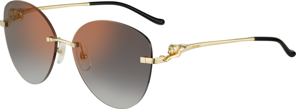 Panthère de Cartier 太陽眼鏡光滑金色飾面金屬，灰色鏡片，金色鏡面效果