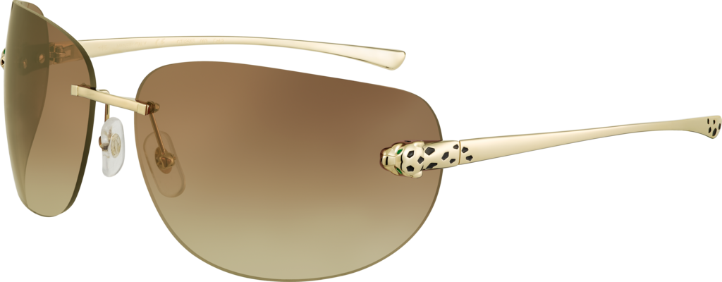 Panthère de Cartier 太陽眼鏡光滑金色飾面金屬，棕色漸變鏡片