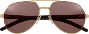 Première de Cartier 太陽眼鏡 白色水牛角，光滑金色飾面，酒紅色偏光鏡片