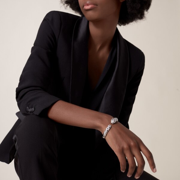 Panthère de Cartier 手鐲 18K白色黃金，祖母綠，縞瑪瑙，鑽石