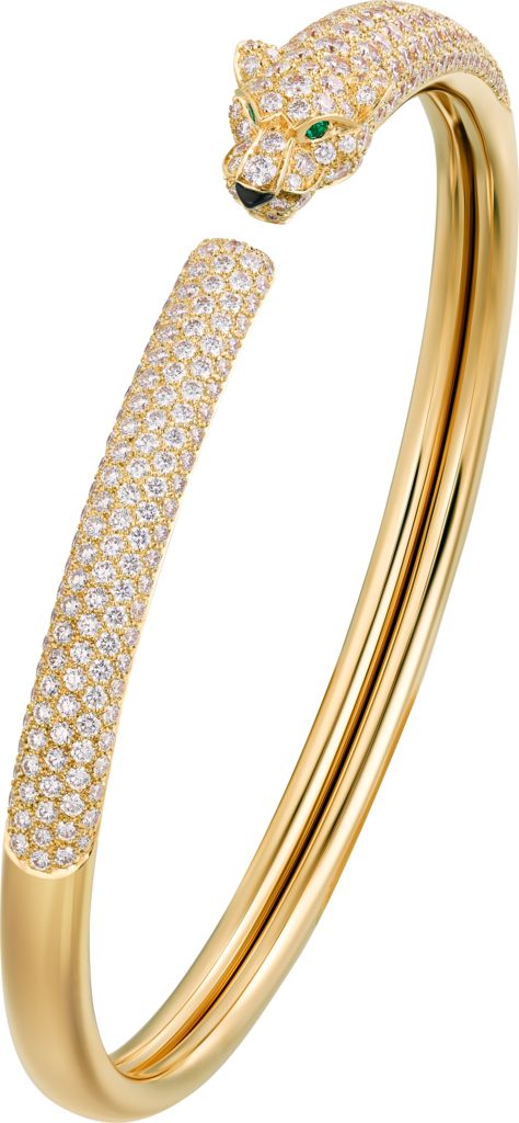Panthère de Cartier 手鐲18K黃金，縞瑪瑙，祖母綠，鑽石