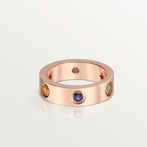 Love 戒指 18K玫瑰金，藍寶石，石榴石，紫水晶