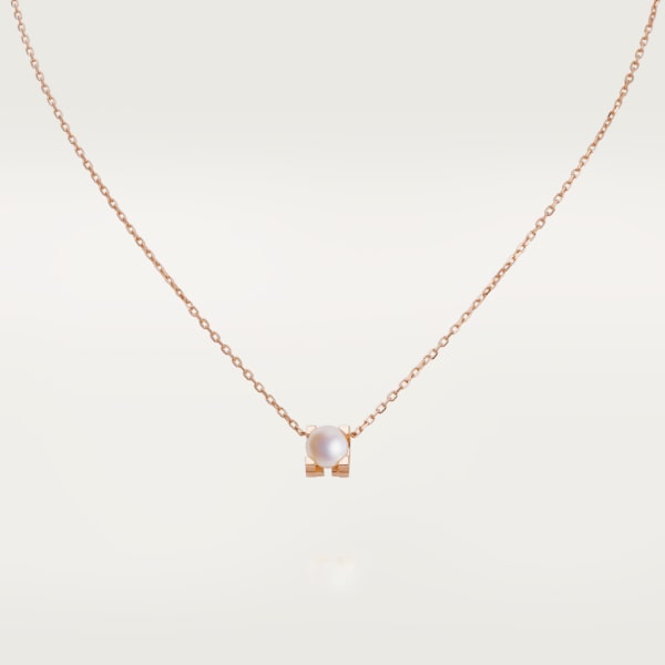 C de Cartier 項鏈 18K玫瑰金，珍珠
