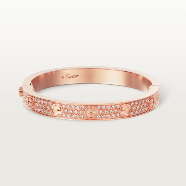 Love bracelet, diamond-paved Rose gold, diamonds
