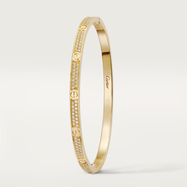 Love 手鐲，小型款，鋪鑲鑽石 18K黃金，鑽石