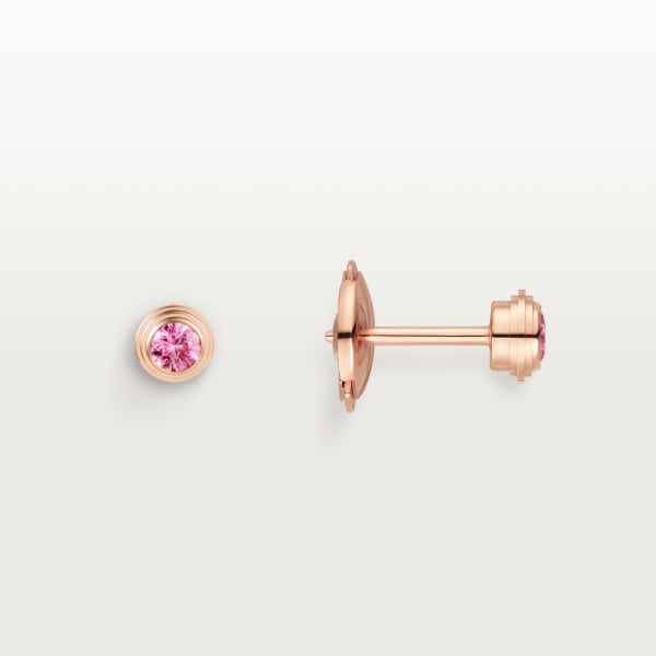 Cartier d'Amour 耳環 18K玫瑰金，粉紅色藍寶石