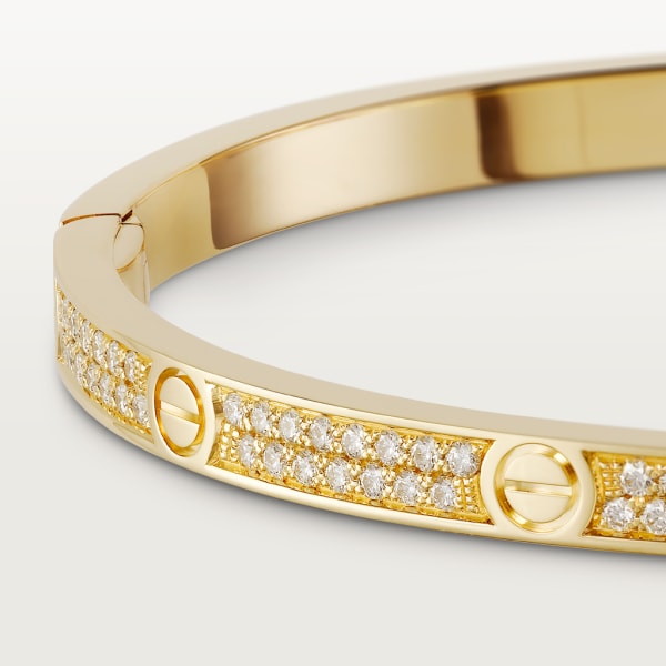 Love 手鐲，小型款，鋪鑲鑽石 18K黃金，鑽石
