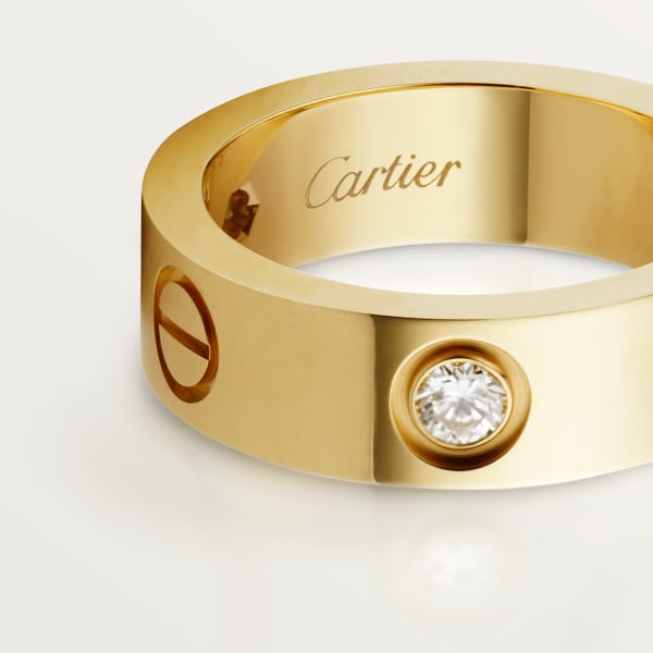 Love 戒指，3顆鑽石 18K黃金，鑽石