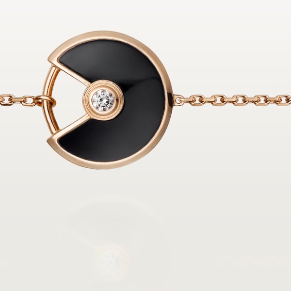 Amulette de Cartier 手鐲，超小型款 18K玫瑰金，鑽石，縞瑪瑙