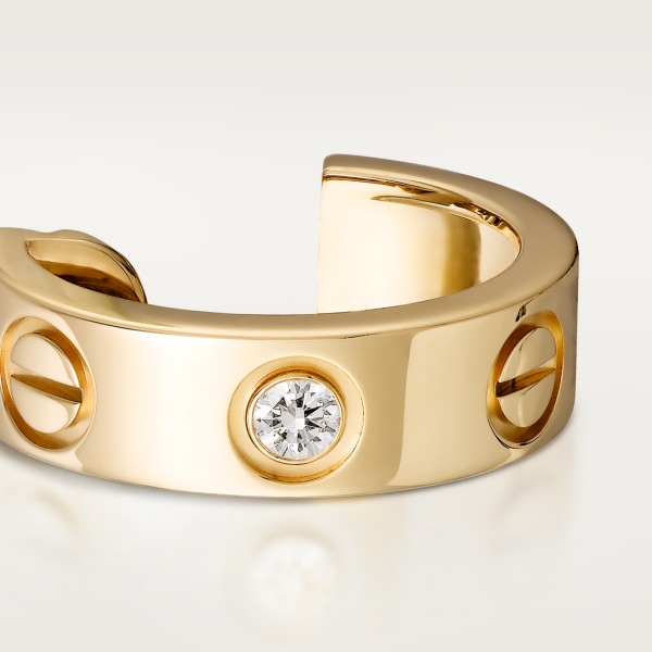 Love 耳環，2顆鑽石 18K黃金，鑽石