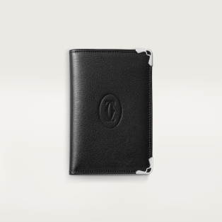 Cartier MUST DE CARTIER カードホルダーレザー 黒 4-Credit Card Holder, Must de Cartier - Black calfskin, stainless