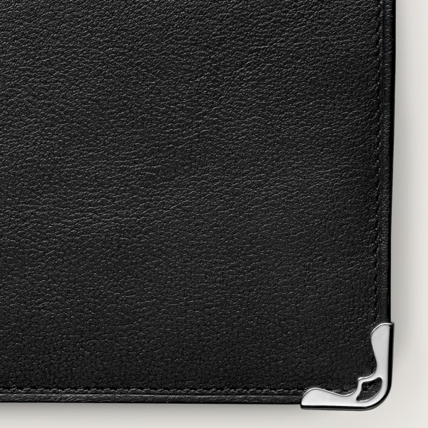 Zipped International Wallet, Must de Cartier Black calfskin, stainless steel finish