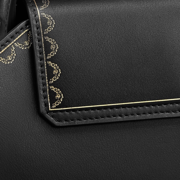 Top Handle Bag, Mini, Guirlande de Cartier Black calfskin, golden finish
