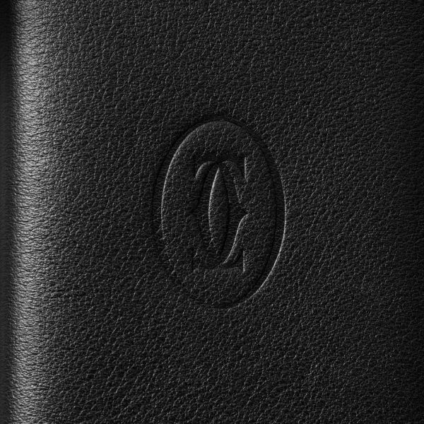 Must de Cartier 信用卡夾，可容納4張信用卡 黑色小牛皮，精鋼飾面