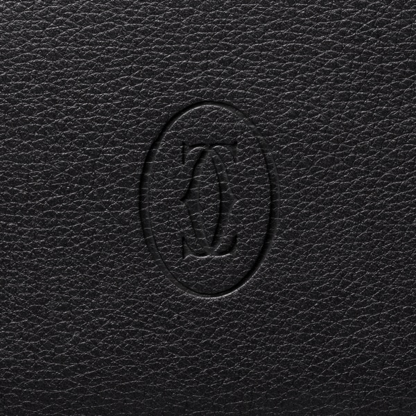 International Wallet with Gussets, Must de Cartier Black calfskin, stainless steel finish