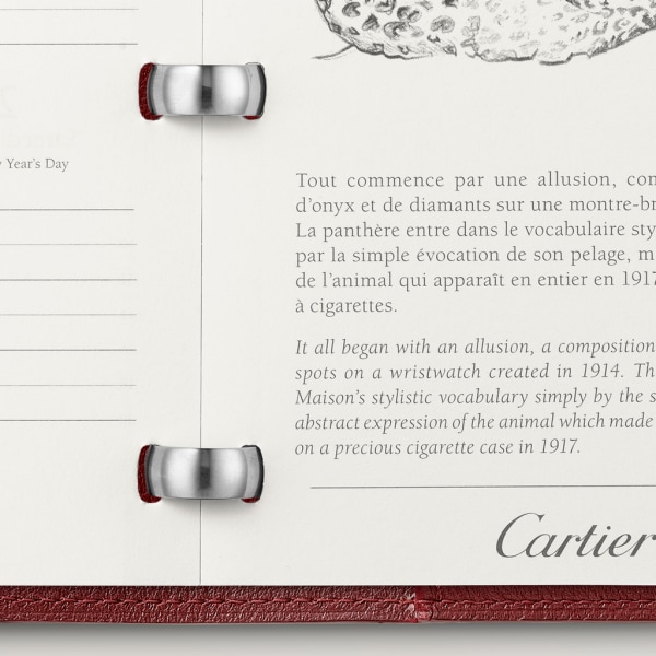 Must de Cartier 袖珍記事簿，大型款 黑色小牛皮，鍍鈀飾面
