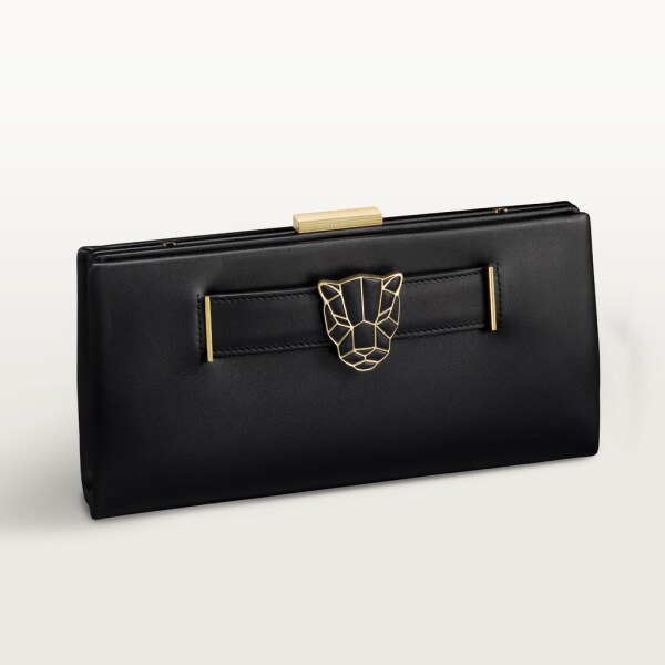 Panthère de Cartier clutch bag Black calfskin, golden finish