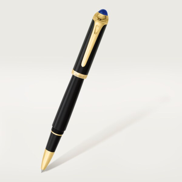 R de Cartier 鋼珠筆 黑色複合材質，黃金色飾面細節