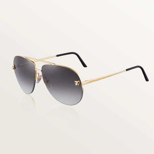 Panthère de Cartier 太陽眼鏡 金屬，光滑金色飾面，灰色漸變鏡片