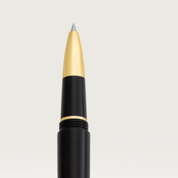 R de Cartier 鋼珠筆 黑色複合材質，黃金色飾面細節