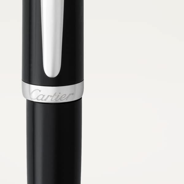 R de Cartier 原子筆 黑色複合材質，鍍鈀飾面細節